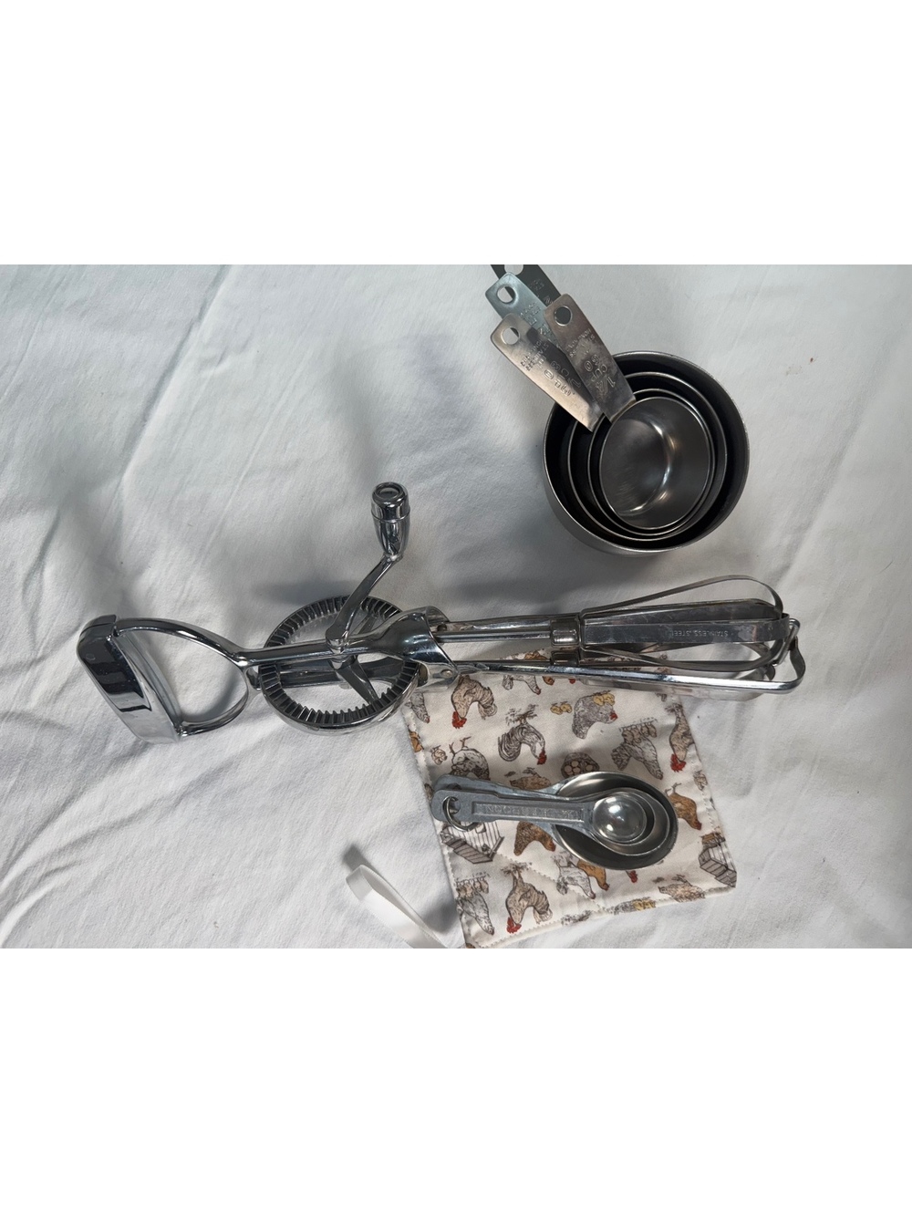 Vintage stainless steel baking utensils